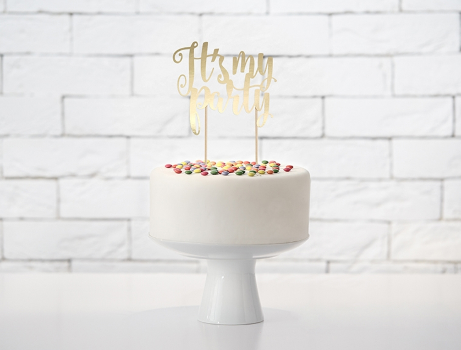 Cake Topper It's my Party gold 20,5cm Kuchendekoration