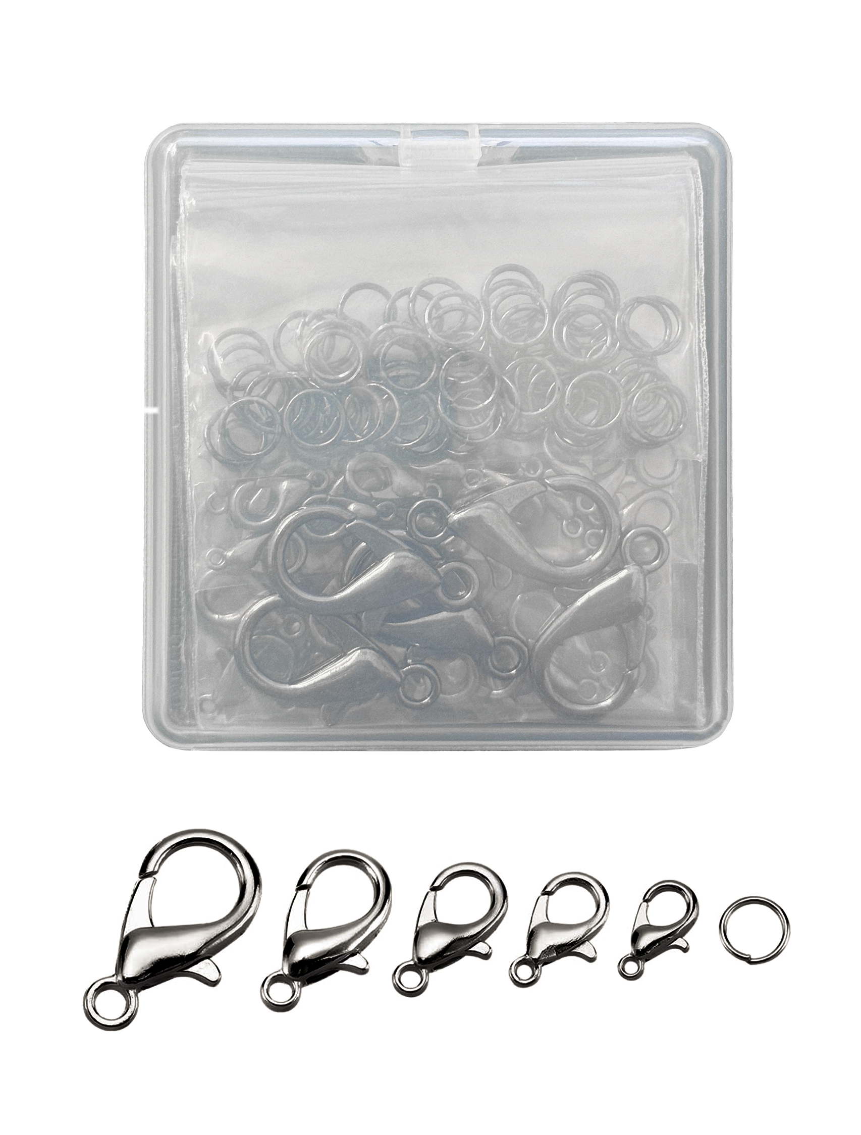 Karabiner- Schmuckverschlüsse Set 70 Stück verschiedene Größen Karabiner- Schmuckverschlüsse Set 70 Stück verschiedene Größen