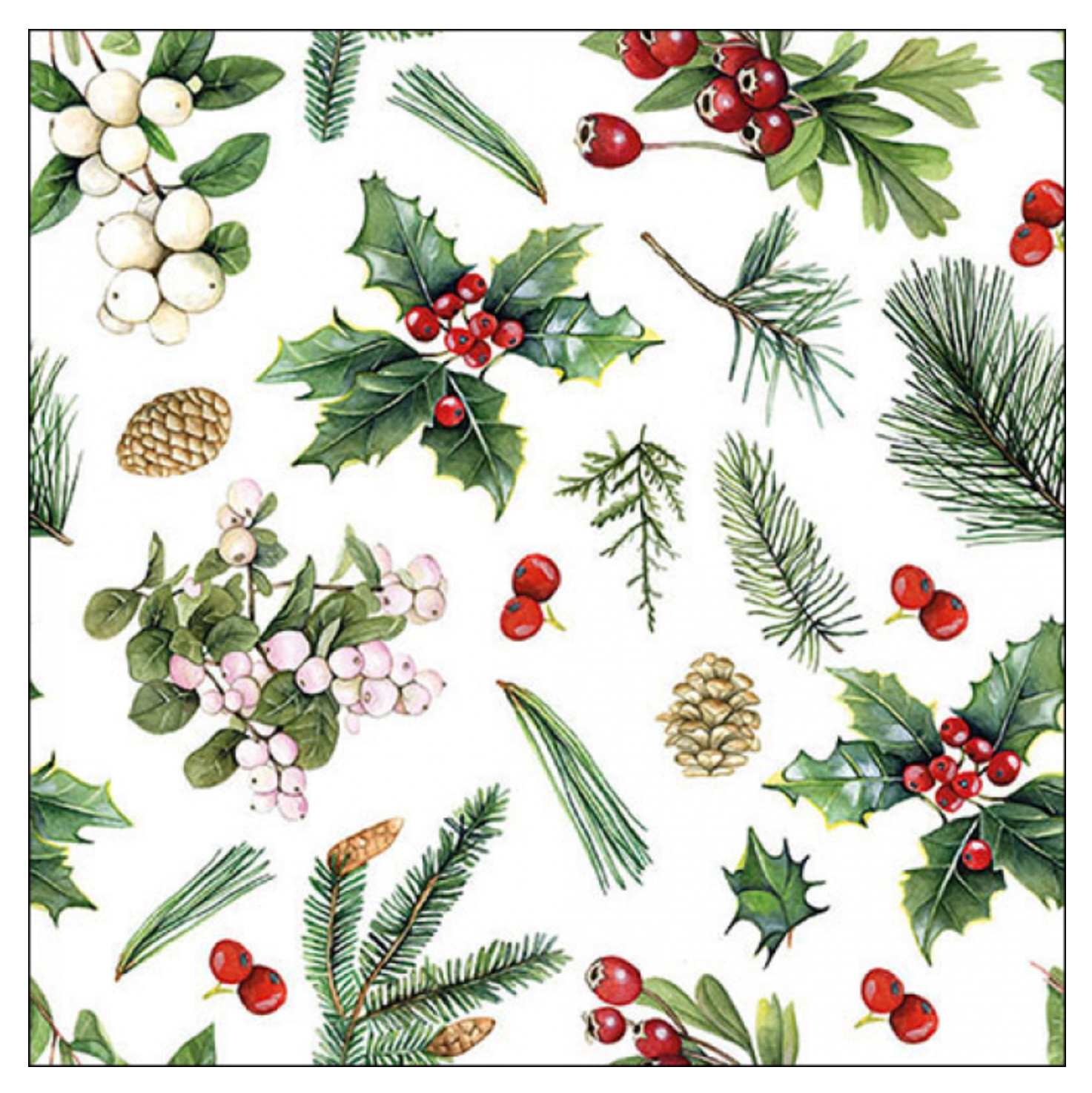 Ambiente Servietten Winter Greenery White FSC Mix 33x33cm 20 Stück/Packung