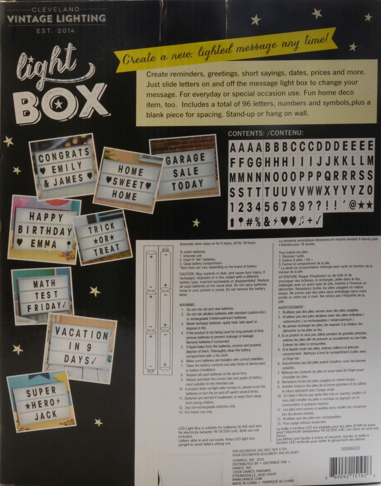 Lichtbox Light Box Buchstaben/Zahlen/Symbole Lichtkasten 21,59x29,84cm