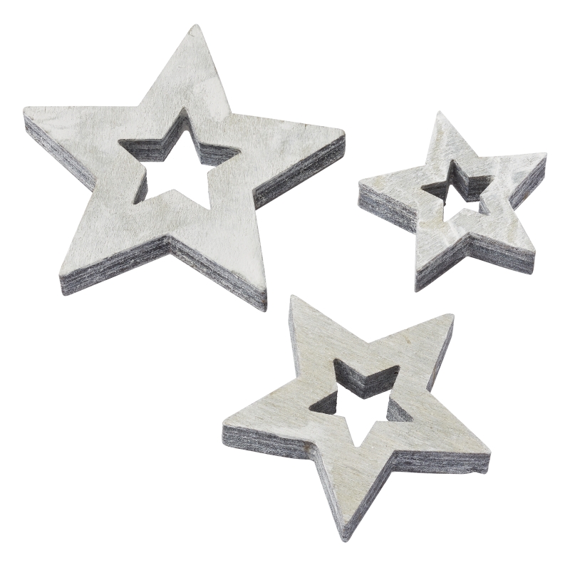 Streuteile Sterne Beton-optik druchbrochen, 2,5-5 cm, 6 Stück/Beutel