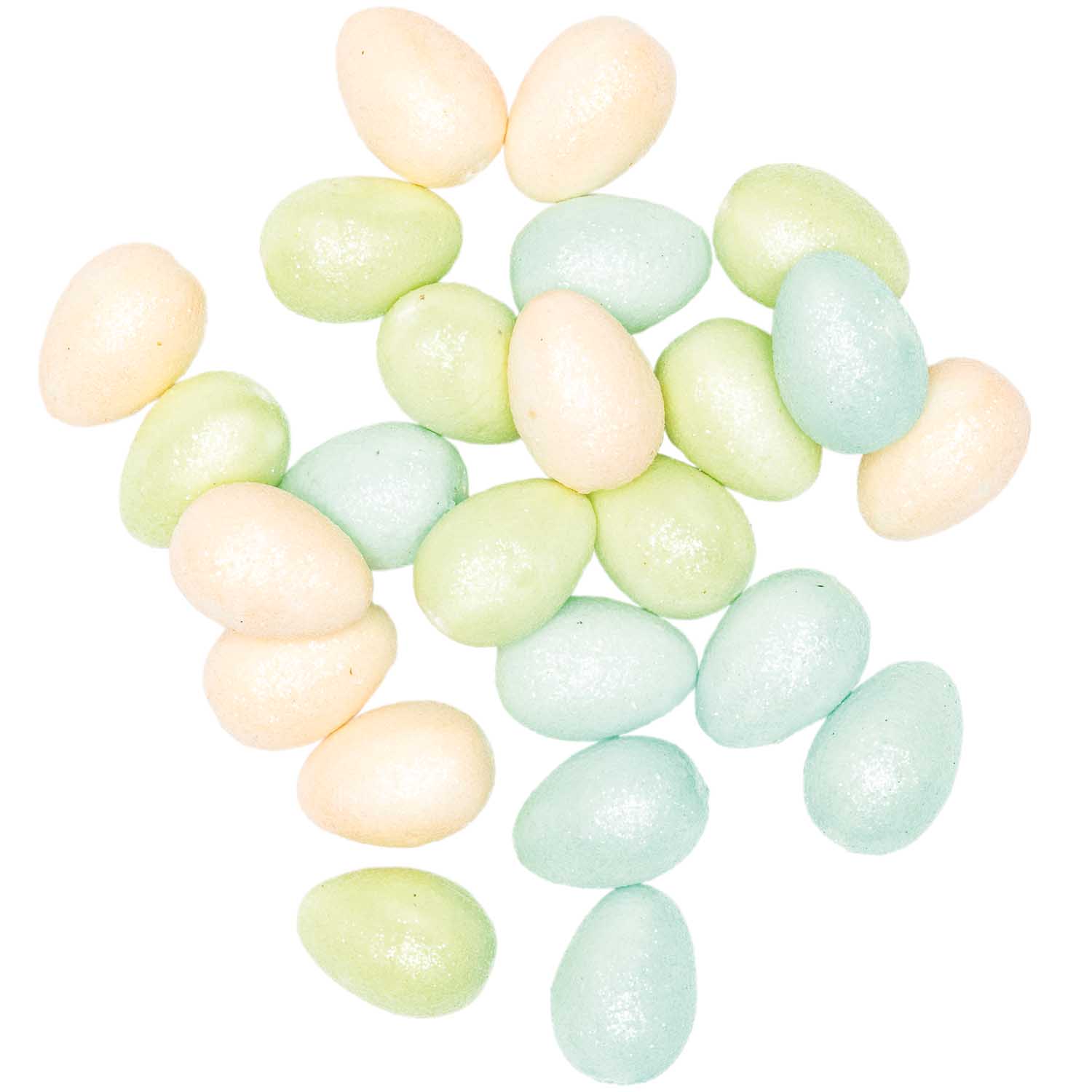 Styropor-Eier Glitter Pastellfarben mit Lochbohrung 4cm 24 Stück 