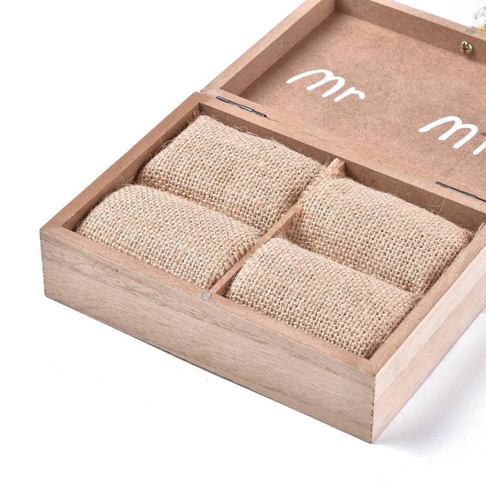 Ringschatulle MR & MRS Eheringe Ringschachtel Ringbox Holz 15,3x13,2x5,1cm 