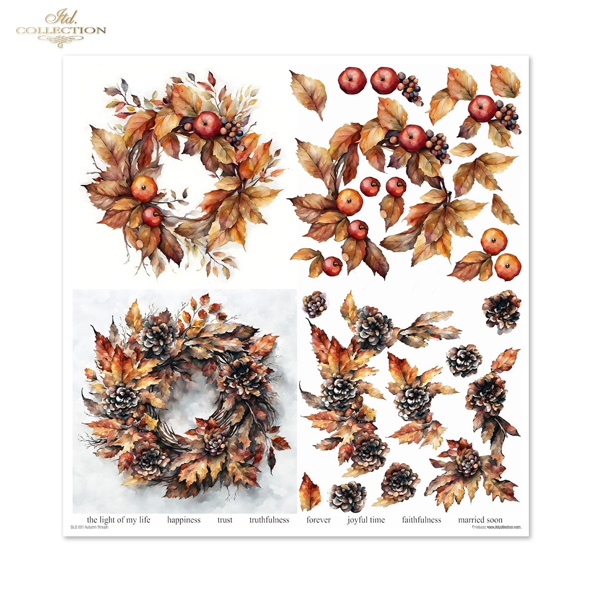 Papier-Set für Scrapbooking Autumn Wreath 3D Effekt 11 Bögen FSC Recycled 200g/m² Papier-Set für Scrapbooking Autumn Wreath 3D Effekt 11 Bögen FSC Recycled 200g/m²