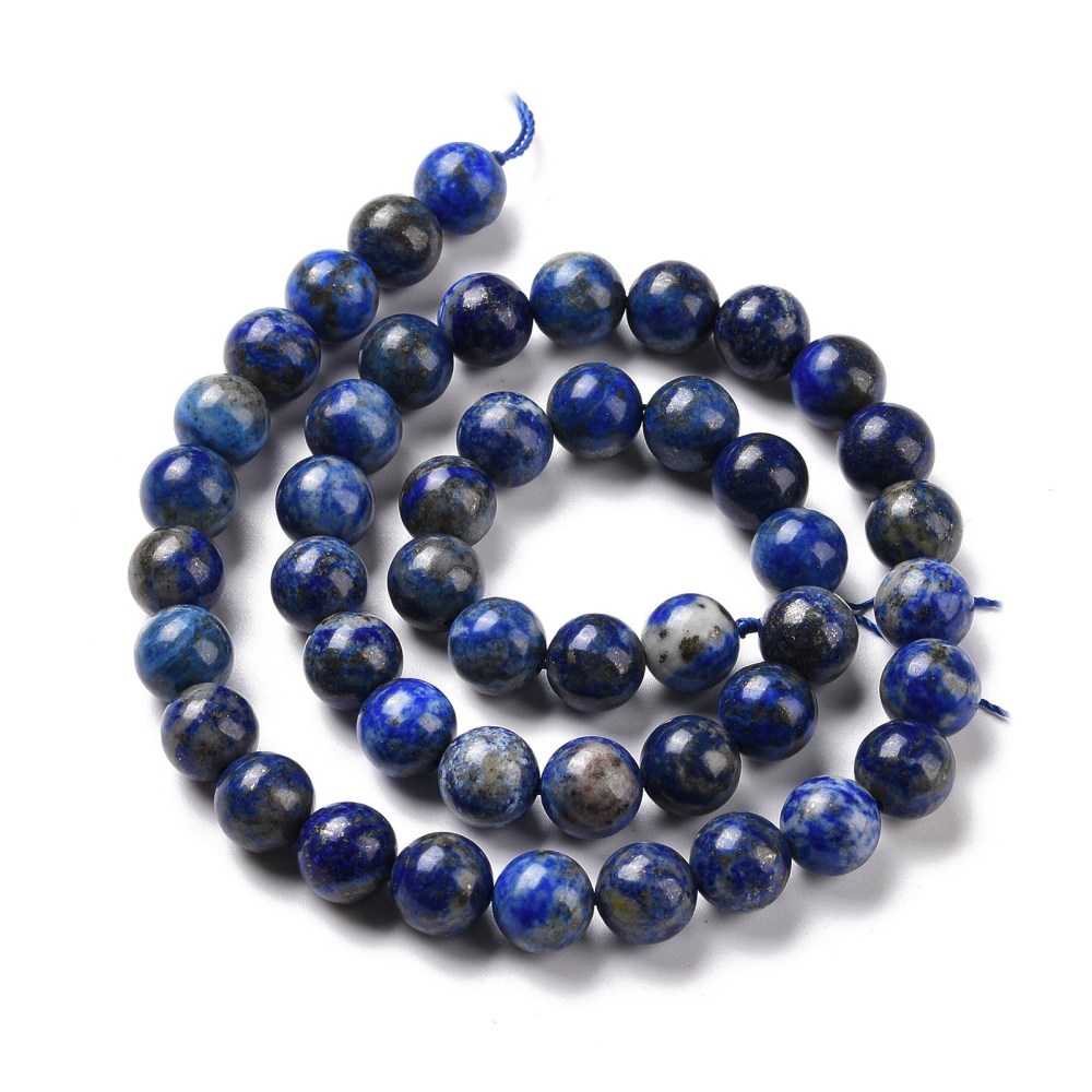Natürliche Lapis-Lazuli-Perlen Strang rund 8mm Loch: 1mm ca. 48 Stück pro Strang 39cm 