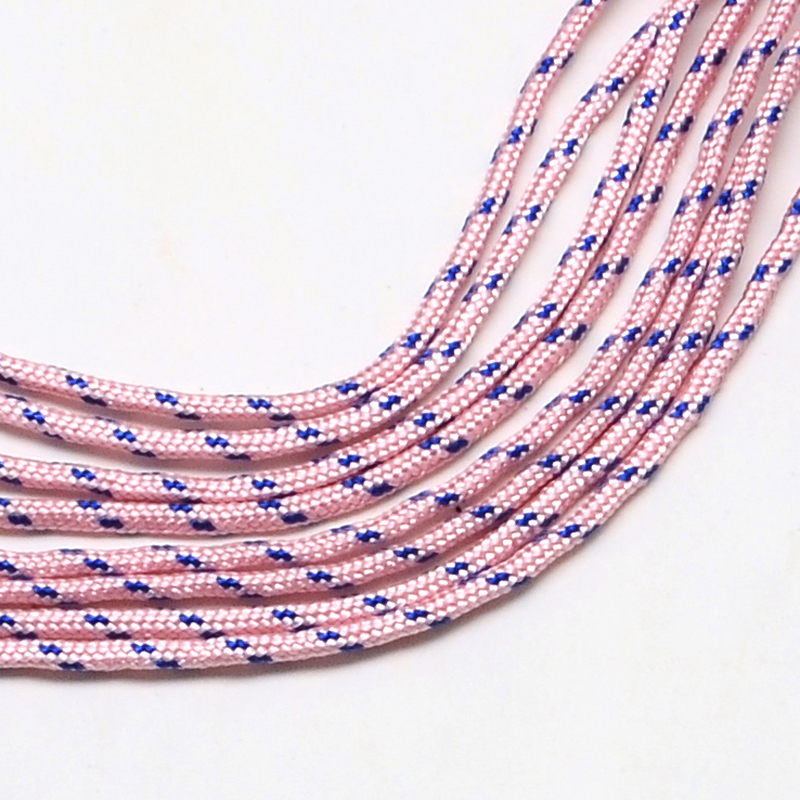 Paracord dünn 2 mm, gemustert rosa-blau, 10 m