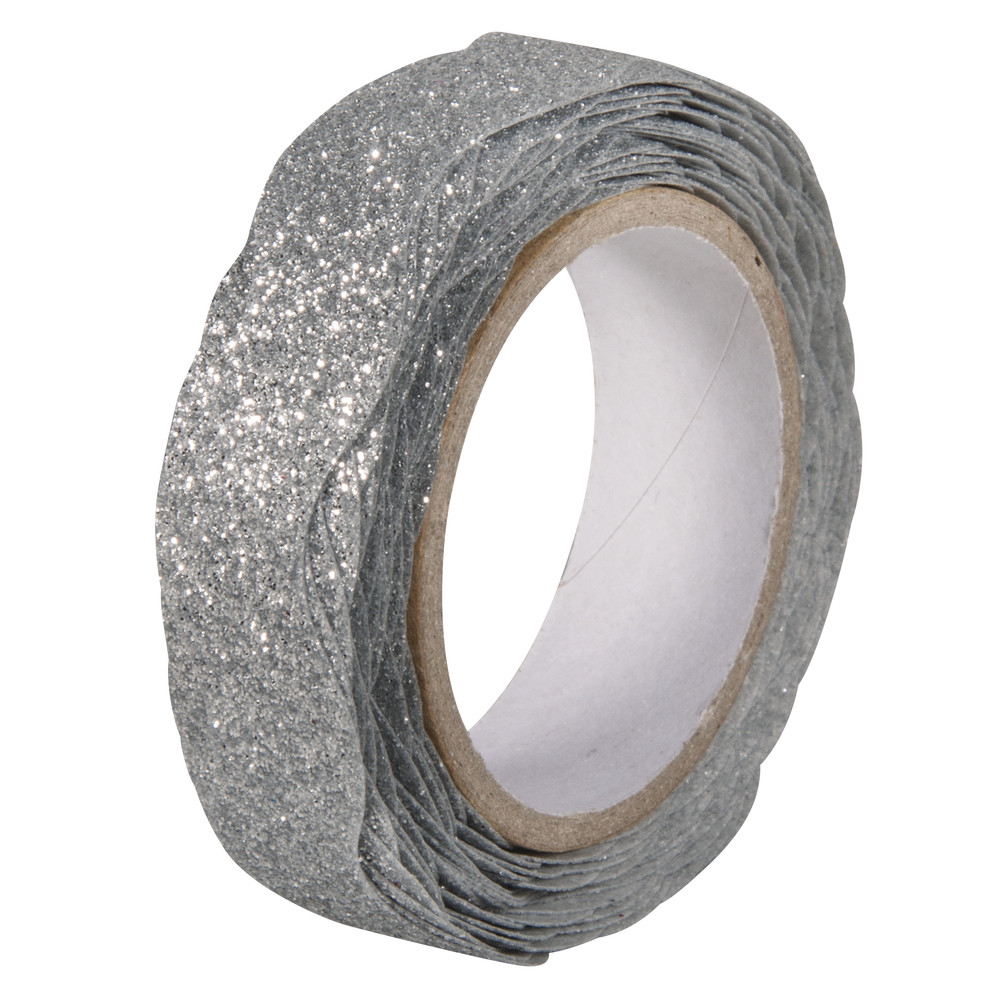 Glitter Tape, silber, gewellt, 15mmx5m