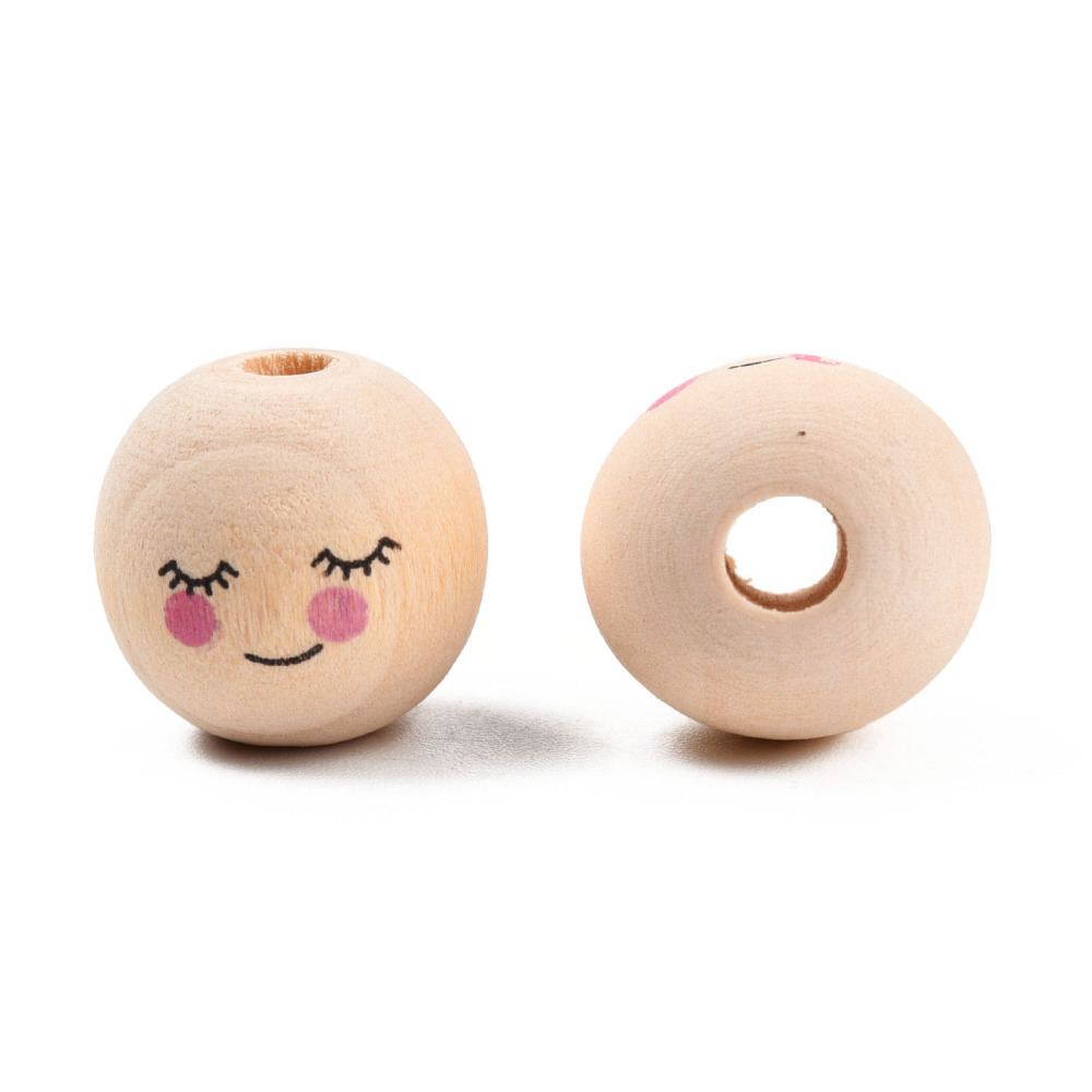 Holzköpfchen bedruckt Gesicht schlafend 18mm 10 Stück Holzköpfchen bedruckt Gesicht schlafend 18mm 10 Stück