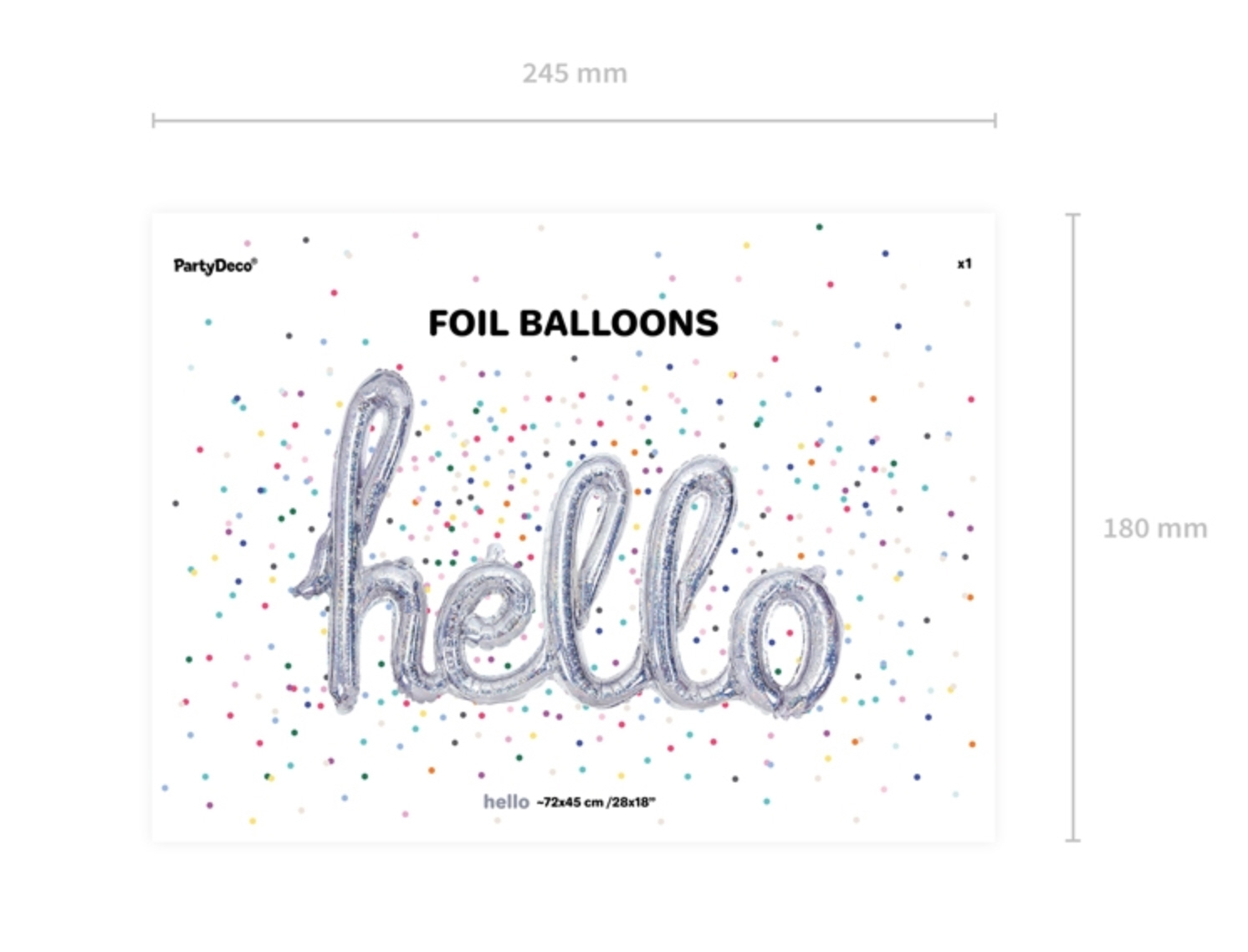 Folienluftballon Schriftzug "hello" silber holographic 72x45cm