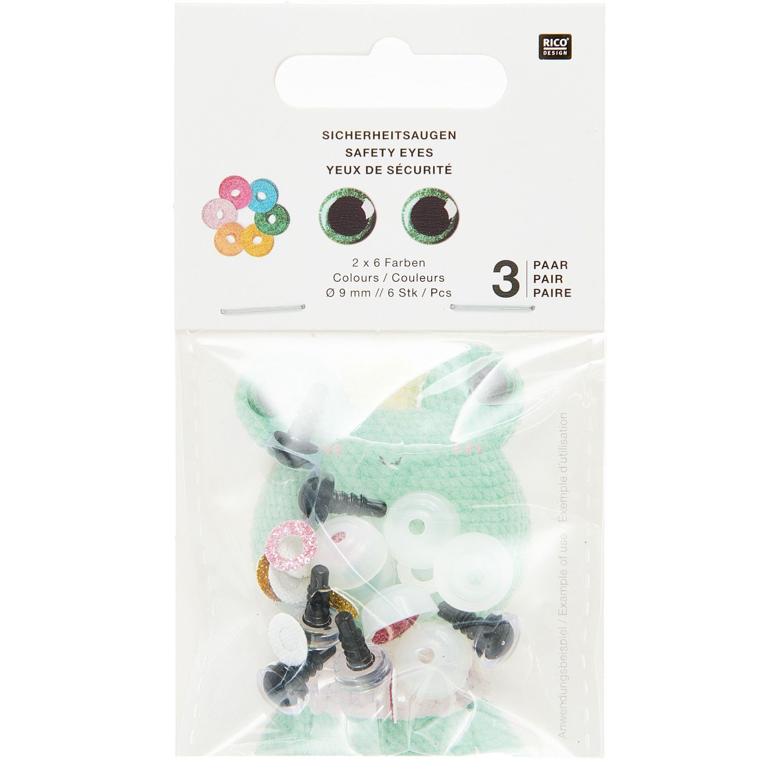 Glitzer Sicherheitsaugen-Set für Kuscheltiere 6 Farben in verschiedenen Größen 6 Stück/ 3 Paar Glitzer Sicherheitsaugen-Set für Kuscheltiere 6 Farben in verschiedenen Größen 6 Stück/ 3 Paar