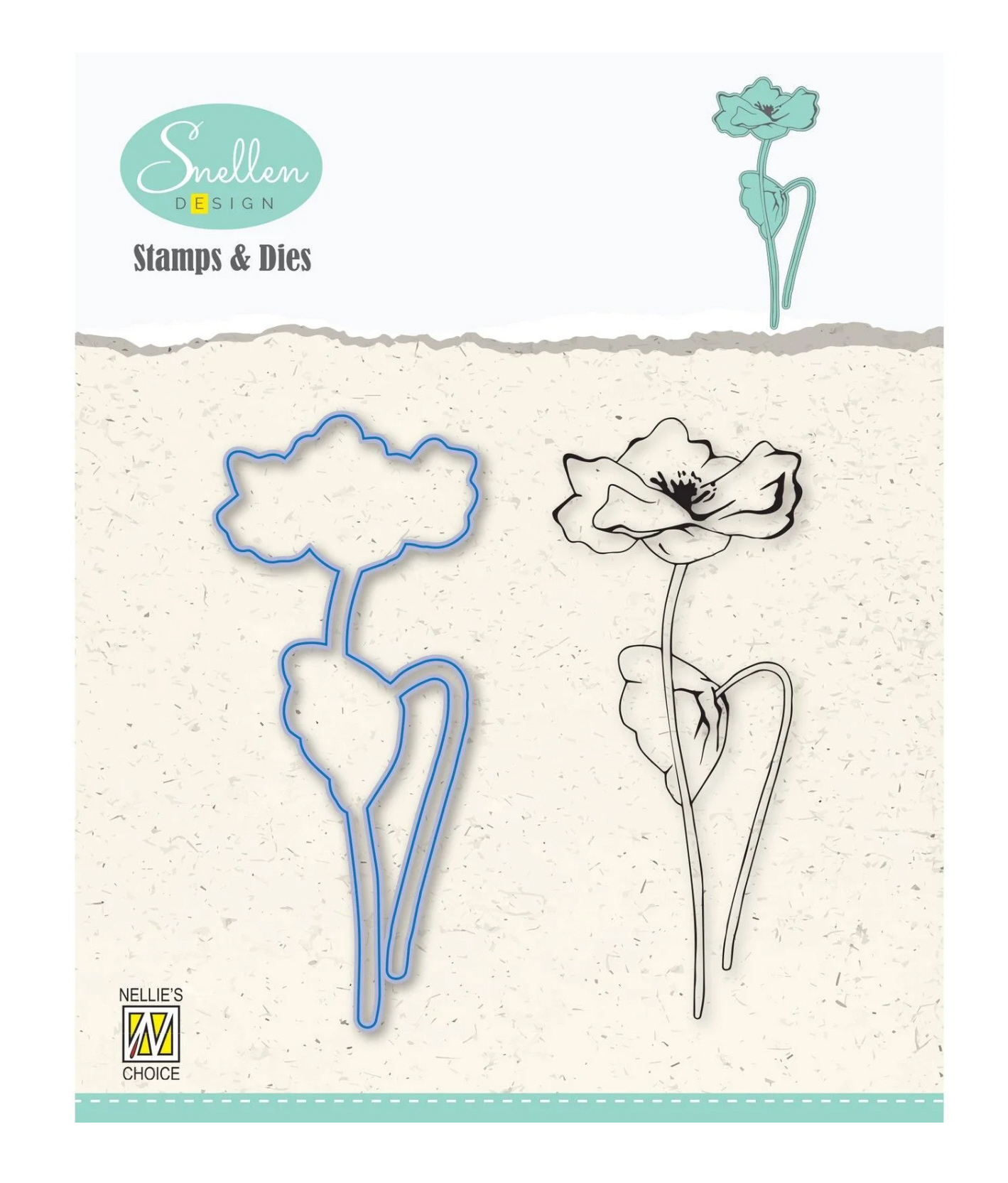 Snellen Design Silikonstempel und Stanzschablone Mohnblume 9,5x4cm