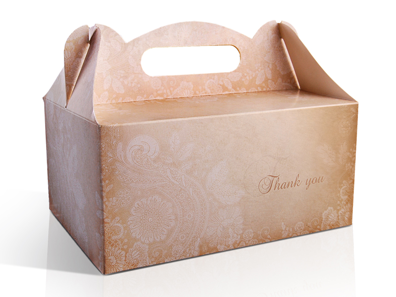 Cake Box beige-braun, 19x14x9 cm, per Stück