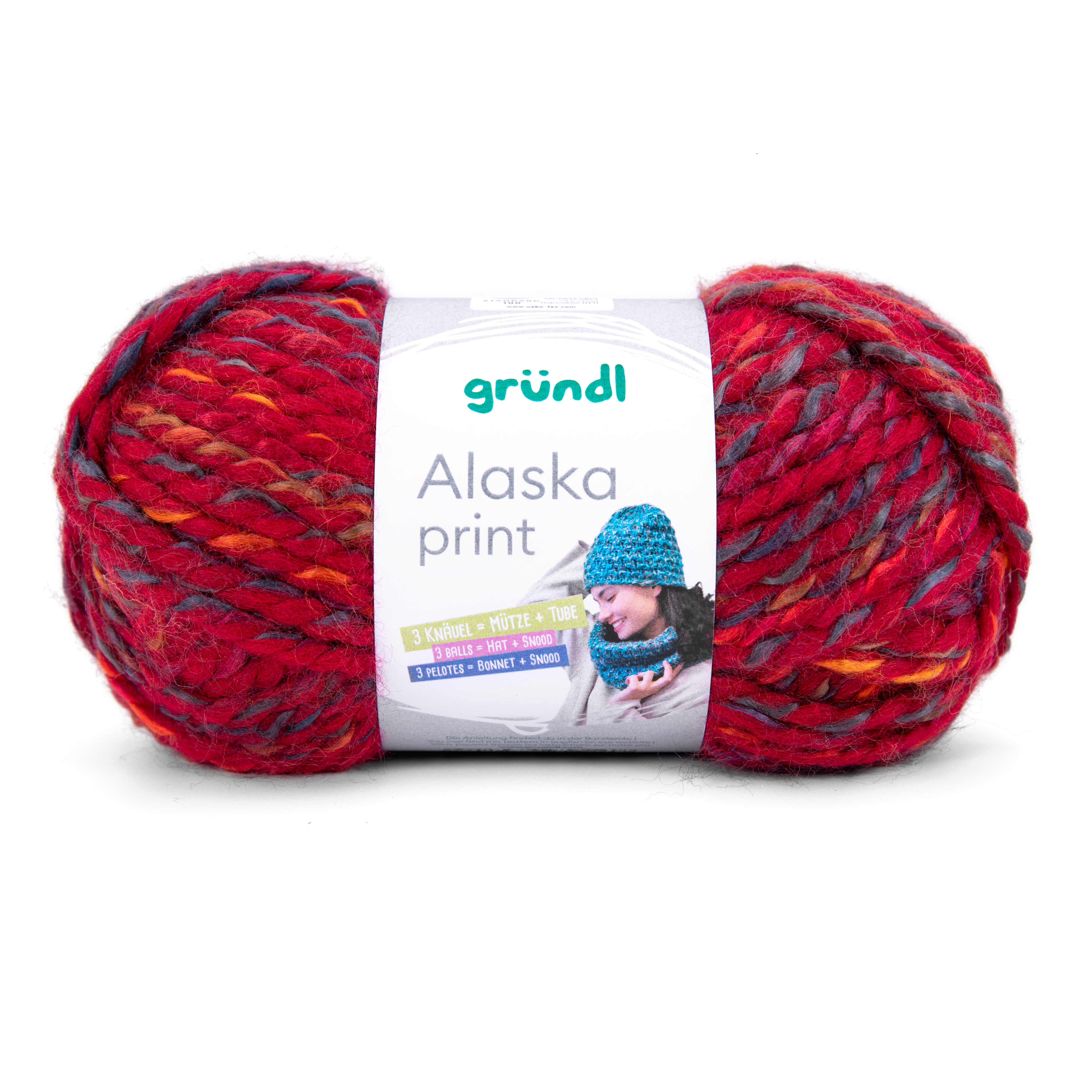 Gründl Alaska Print Wolle CHERRY COLOR 100g 75m