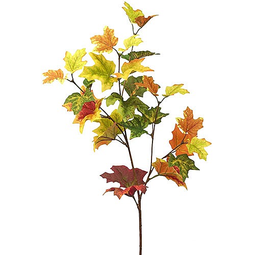 Herbstlicher Ahornzweig orange grün, 73cm, Stoffblätter