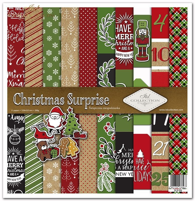 Scrapbooking-Papier Set Christmas Surprise 31x32cm 200 g/m2 11 Blatt 