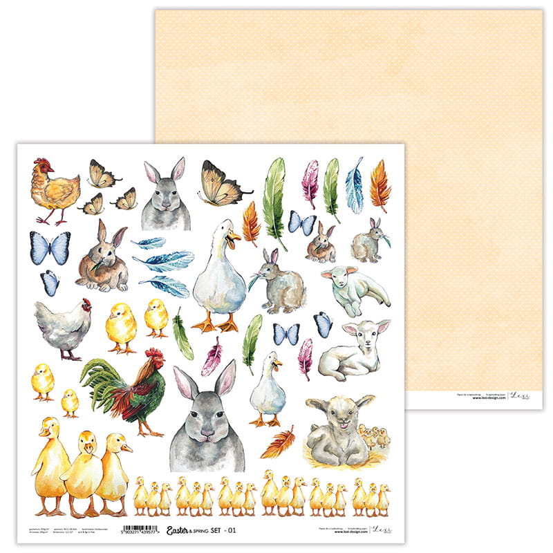 Easter & Spring Scrapbooking Papierset 30,5x30,5cm 5 Bögen doppelseitig bedruckt 250g/m²