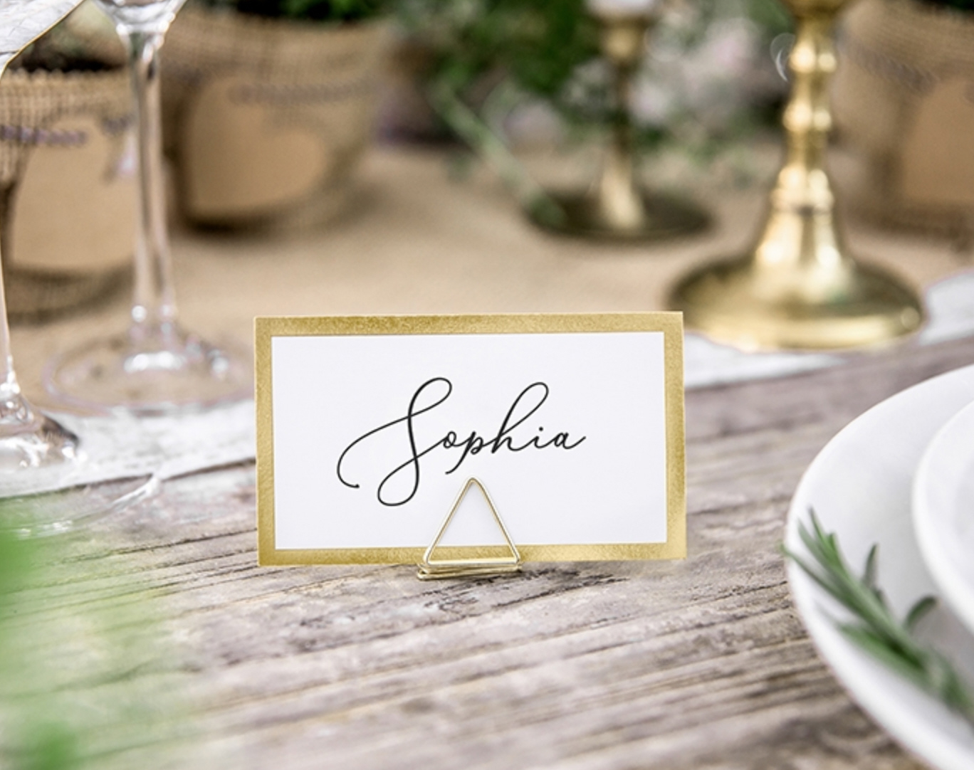 Platzkarten weiß gold Place Cards 10 Stück 9,5x5,5cm