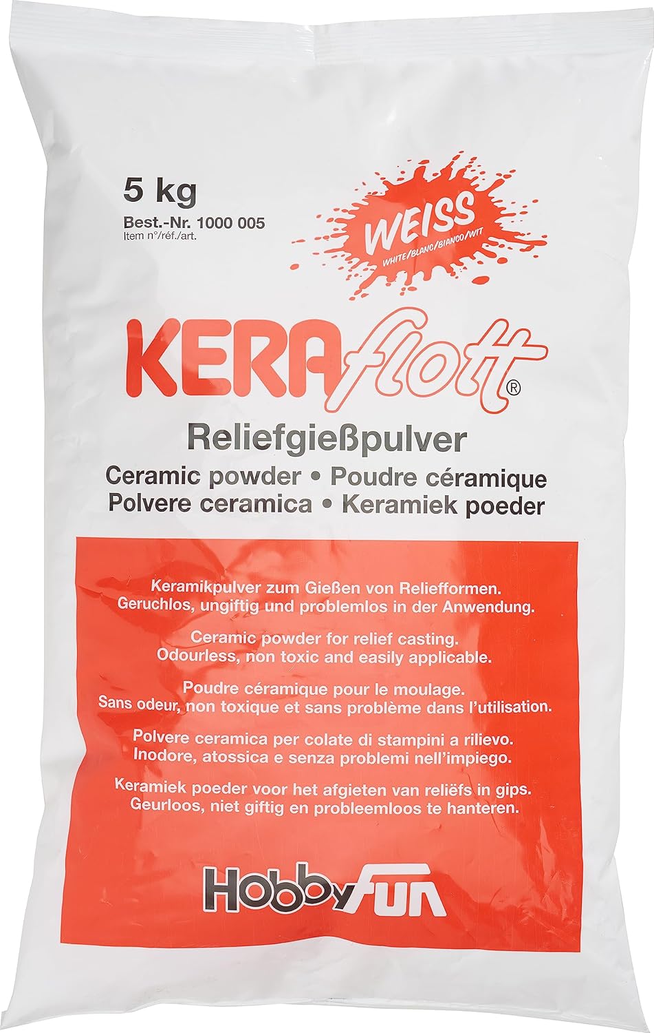 Keraflott Reliefgießmasse Keramikpulver weiß geruchsneutral ungiftig Keraflott Reliefgießmasse Keramikpulver weiß geruchsneutral ungiftig