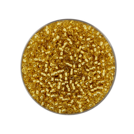 Rocailles Hellgold mit Silbereinzug 2,5 mm, 17g Glasperlen schüttperlen