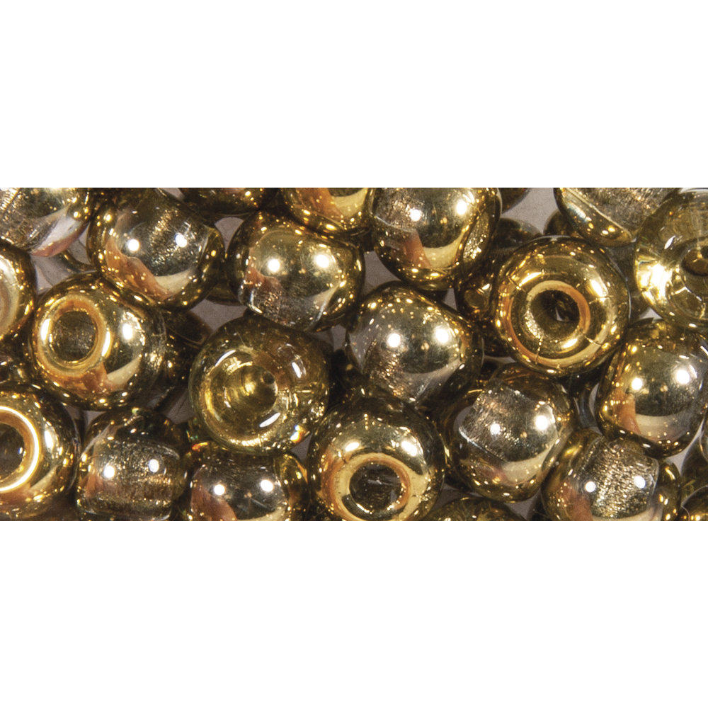 Rocailles Perlen mit Großloch, gold metallic, 5,5mm, 80 Stück