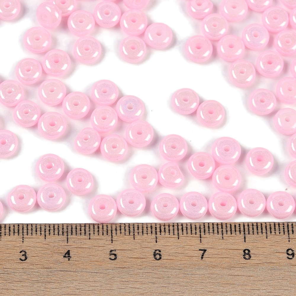 Glasperlen Donut Rondell opak Pastell 6,5x3mm 100 Stück 