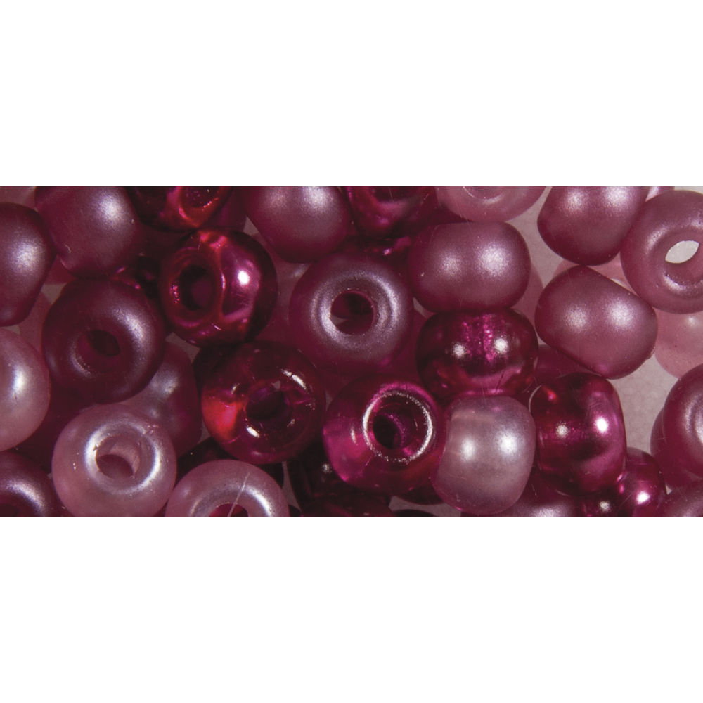 Rocailles Perlen mit Großloch, pink rosa Mix, 5,5mm, 80 Stück