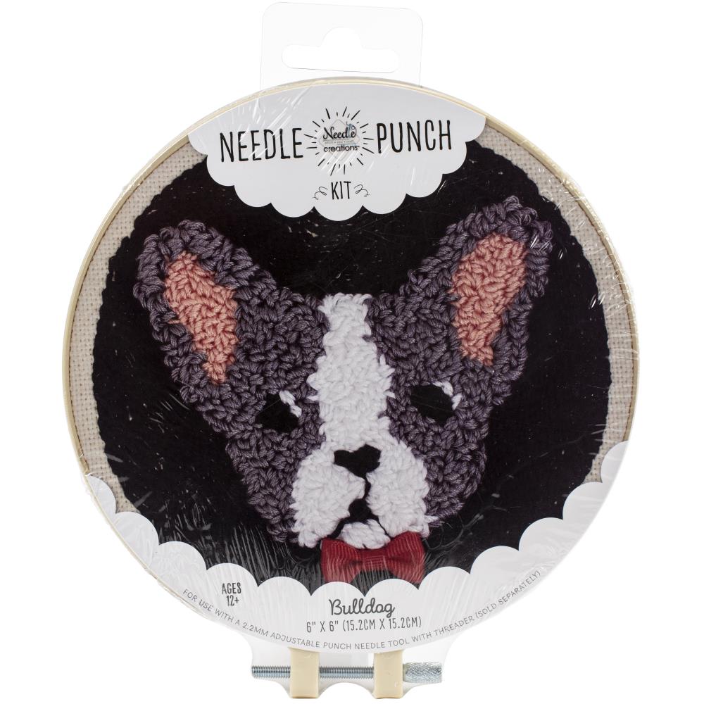 Bastelpackung Needle Punch, Bulldogge, 15cm rund