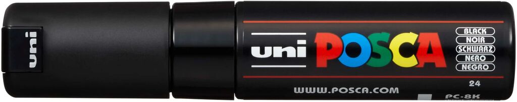 UNI POSCA Marker PC-8K SCHWARZ breite Keilspitze 8 mm UNI POSCA Marker PC-8K SCHWARZ breite Keilspitze 8 mm