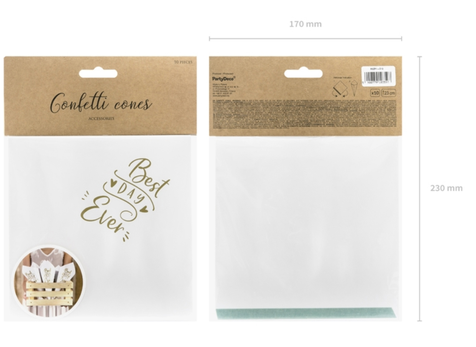Confetti Cones Konfettikegel Best Day Ever 23cm 10 Stk. 