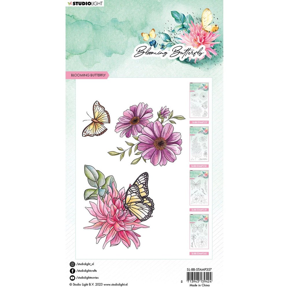 Studio Light  Blooming Butterfly Silikonstempeln 9,3 x 13,6 x 0,3 cm