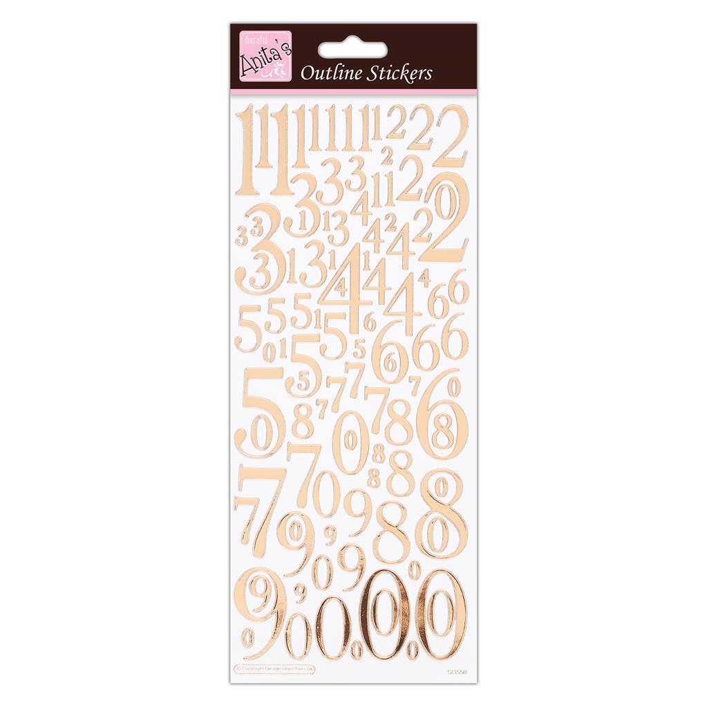 Outline Stickers Mixed Numbers rosegold 1 Bogen 24x10cm