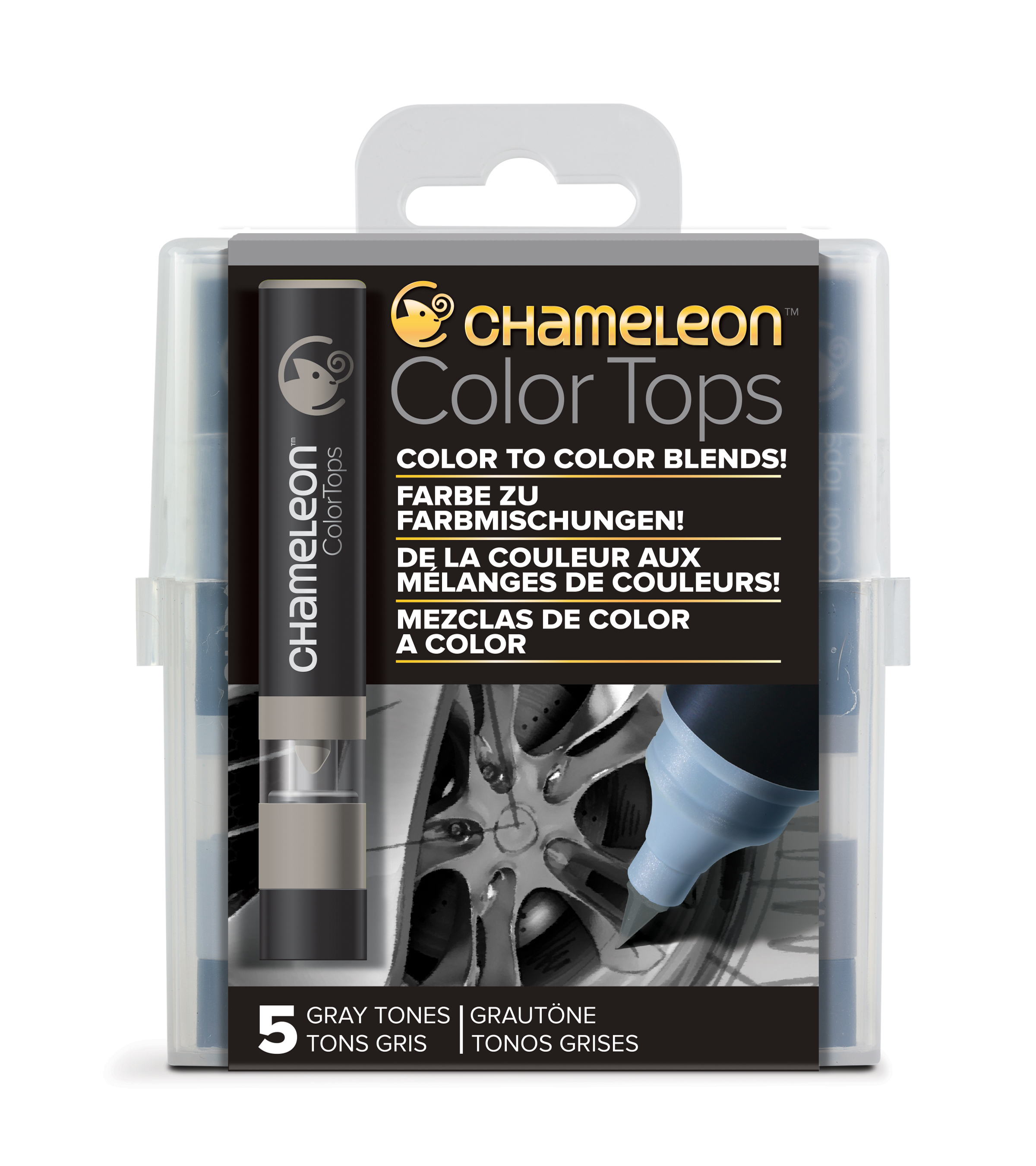 Chameleon Color Tops Set Gray Tones Farbmischungen Chameleon Art Products 5 Stück 