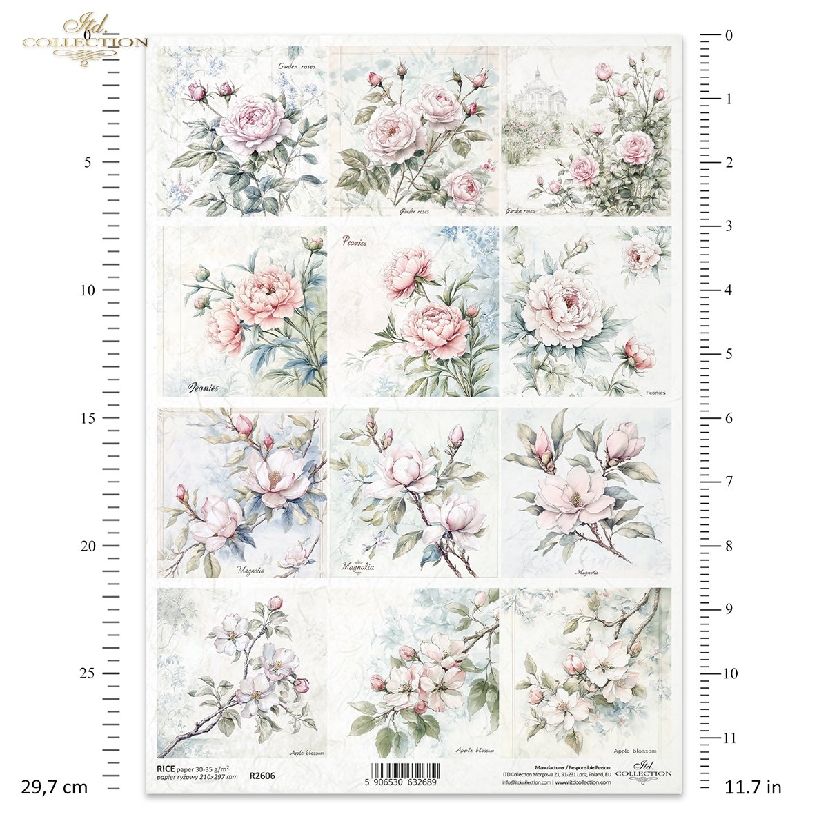 Reispapier Frühlingsblüten für Serviettentechnik und Decoupage A4 30-35g/m² Reispapier Frühlingsblüten für Serviettentechnik und Decoupage A4 30-35g/m²