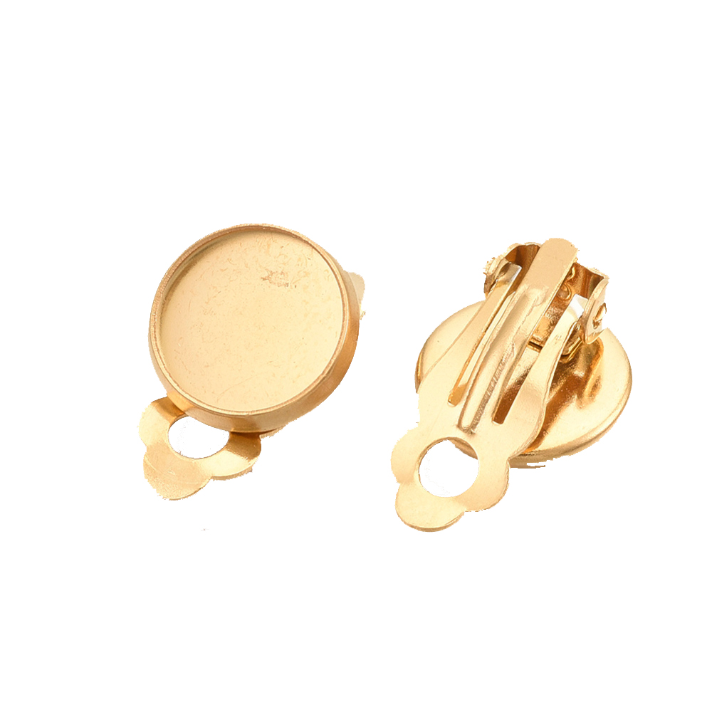 Ohrclips Edelstahl gold mit Modellierwanne innen 10mm, 1 Paar