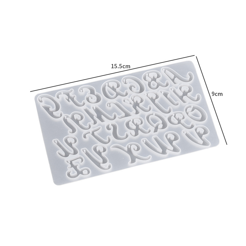 Silikongießform Buchstaben Kalligraphie A-Z 155x90x6mm