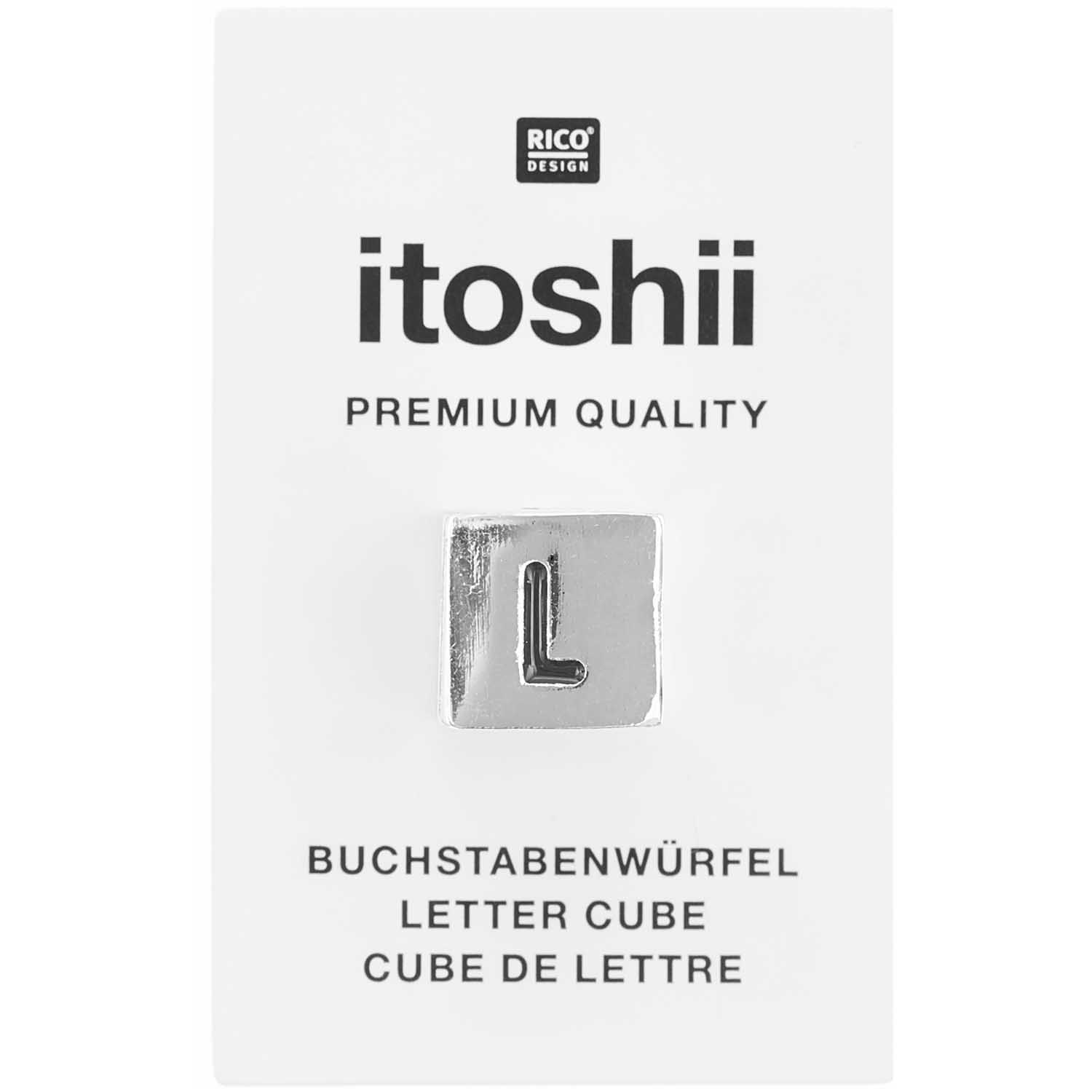 Buchstabenperle-Würfel silber 10x10mm Buchstabenperle-Würfel silber 10x10mm