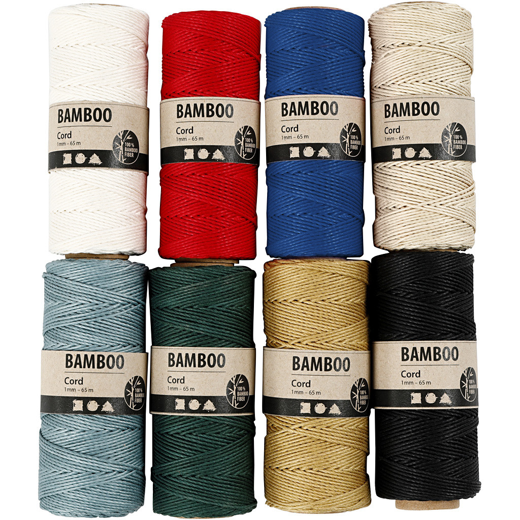 Bambuskordel 1mm, 65m/Rolle