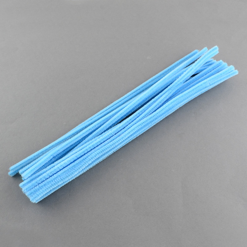 Chenille- Pfeifenputzer hellblau 6mm 30cm Großpackung 100 Stück