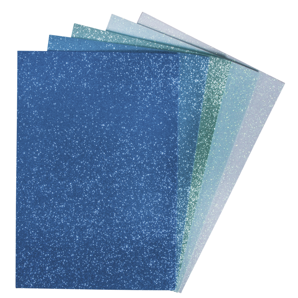 Moosgummi Platten Glitter selbstklebend A4 20x30cm 2mm 5 Stück Blau-Töne