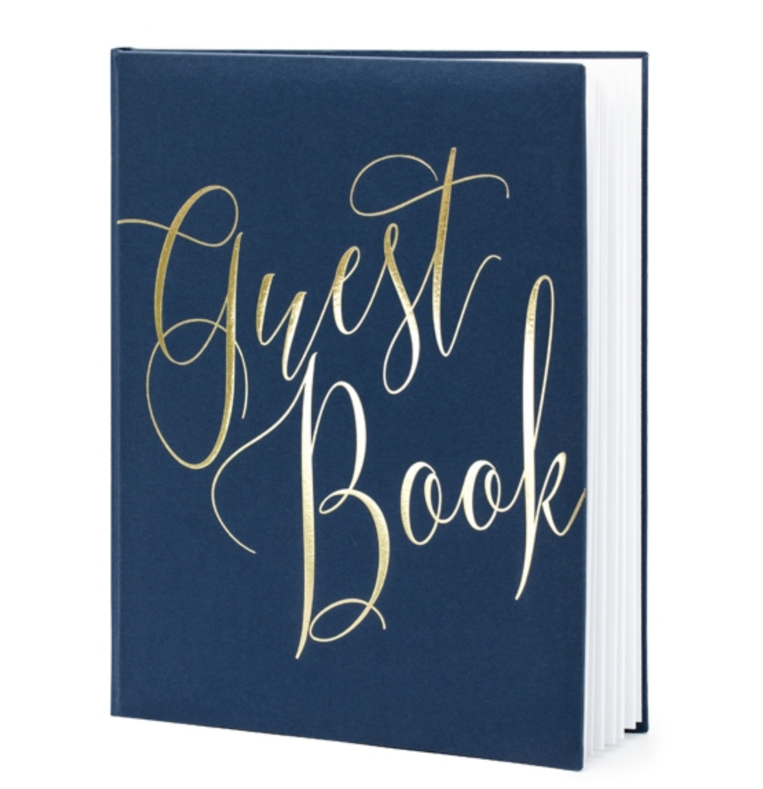 Gästebuch navy blue Guest Book Goldfolienprägung 20x24,5cm 22 Blatt