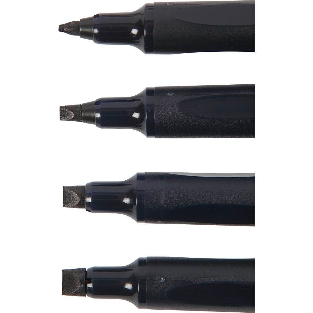 Kalligrafie-Marker 4 Stifte schwarz 	1,4+2,5+3,6+4,8mm