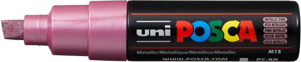 UNI POSCA Marker PC-8K METALLIC ROSA breite Keilspitze 8 mm UNI POSCA Marker PC-8K METALLIC ROSA breite Keilspitze 8 mm