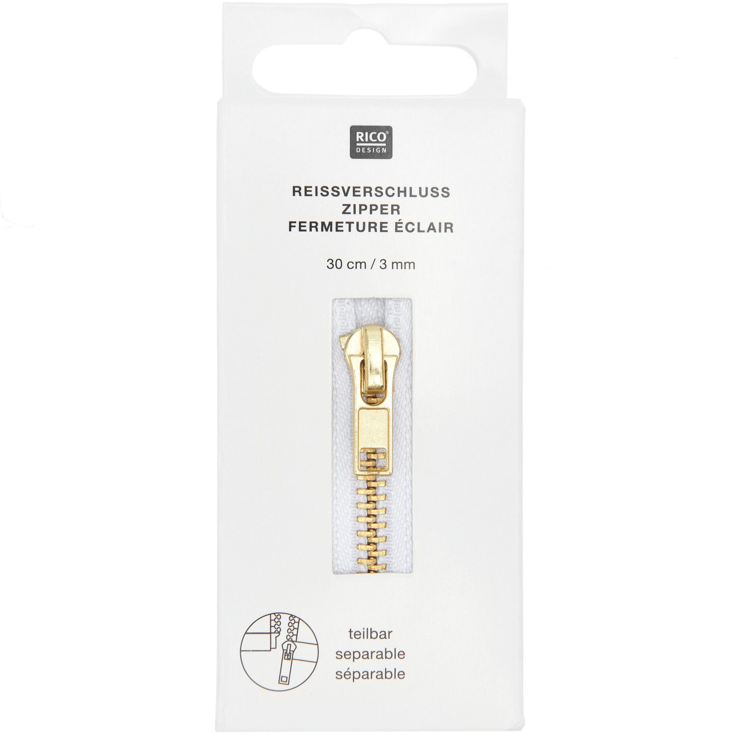 Metall Reißverschluss Zipper 3mm gold weiß 30cm 1 Stück Metall Reißverschluss Zipper 3mm gold weiß 30cm 1 Stück