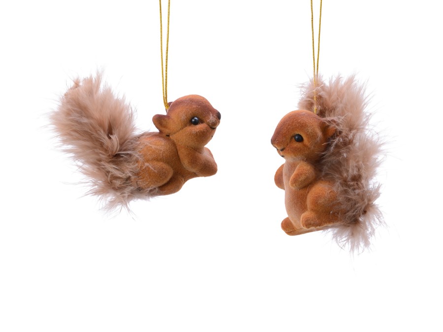 Deko Eichhörnchen beflockt 2er Set, 6cm