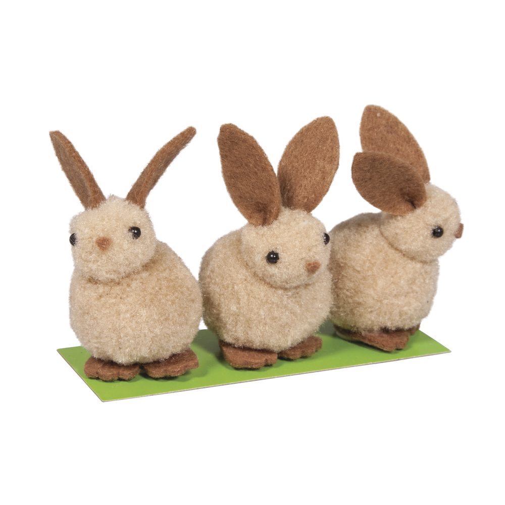 Flauschhasen 5cm sortiert PVC-Box 3Stück 