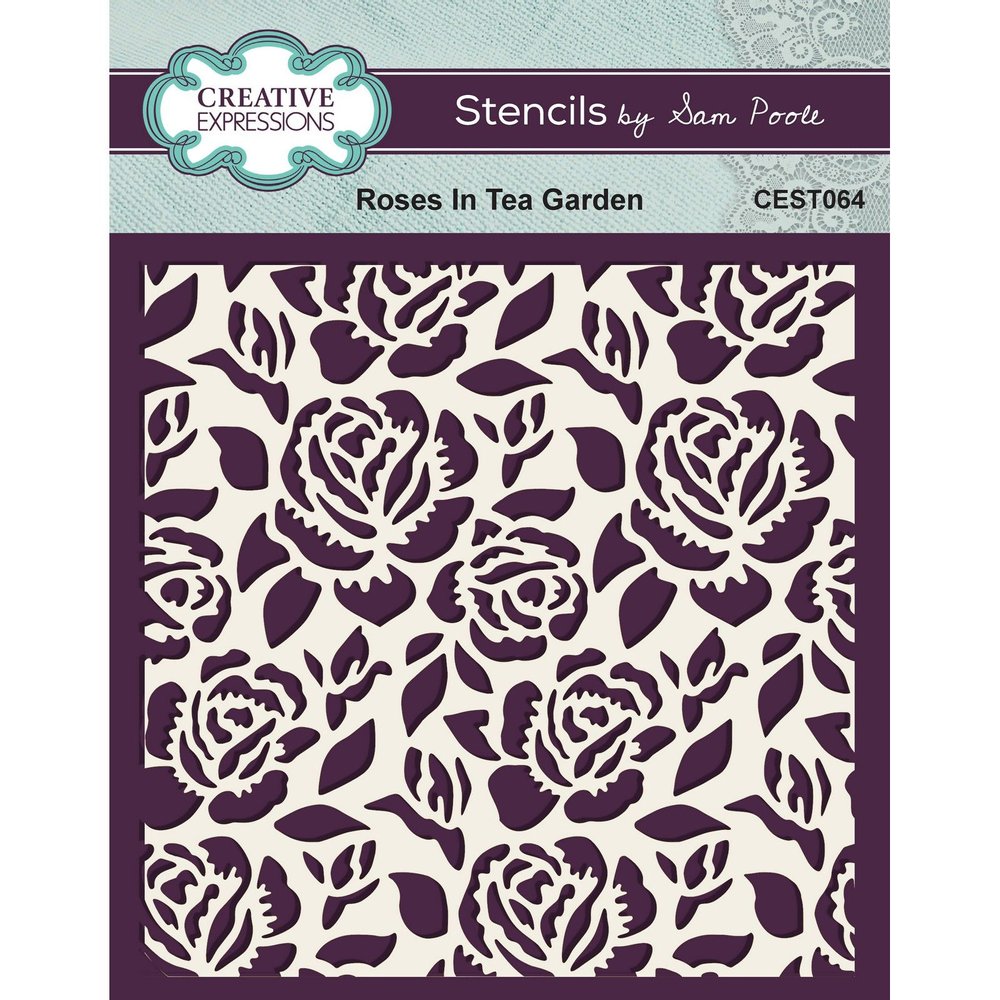 Creative Expressions  Schablone Roses in tea garden 15,24x15,24cm