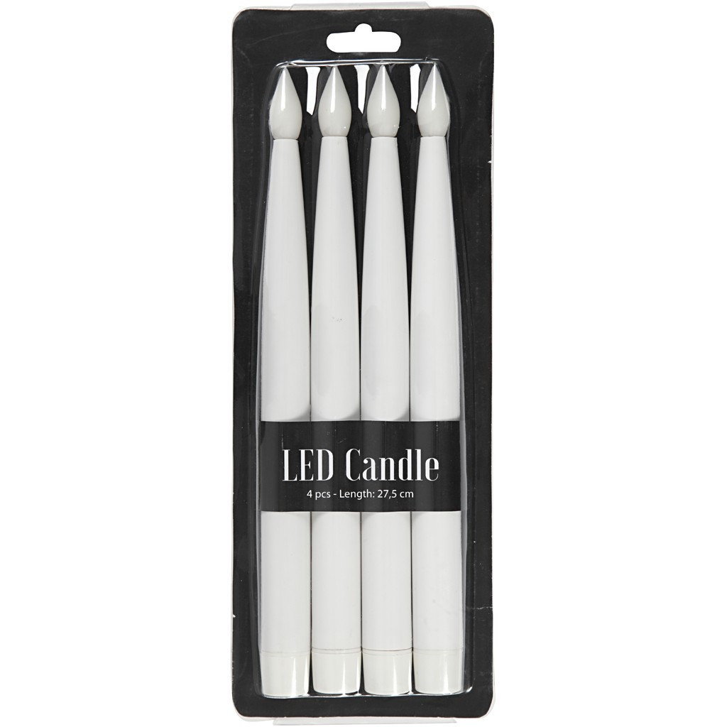 Led-Kerzen, 27,5x2cm, weiß, 4 Stück/Set