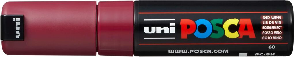 UNI POSCA Marker PC-8K BORDEAUXROT breite Keilspitze 8 mm UNI POSCA Marker PC-8K BORDEAUXROT breite Keilspitze 8 mm