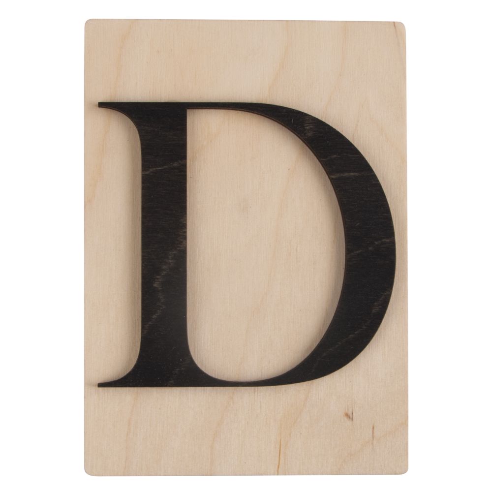 Holzbuchstaben schwarz auf Holzfliese, 10,5x14,8cm, per Stück
