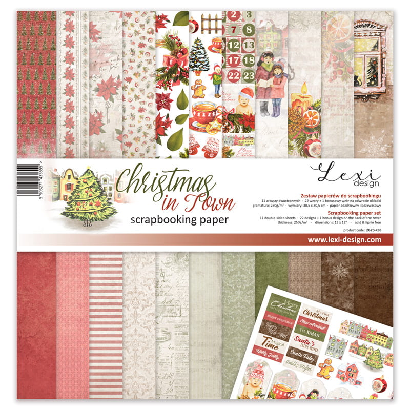 Christmas in Town Scrapbooking Papier Set 11 Blatt doppelseitig 30,5x30,5cm 